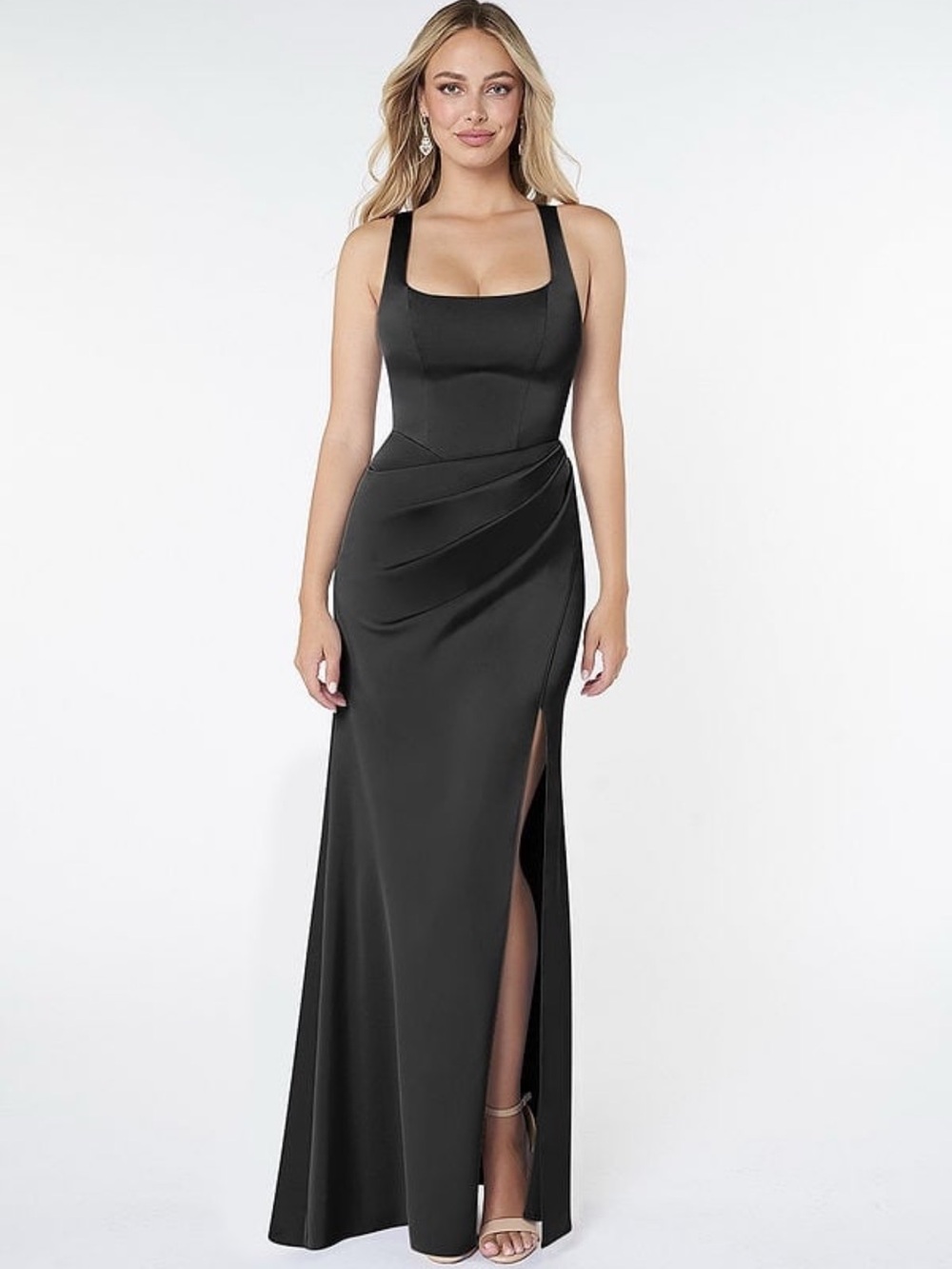 Black Bridesmaid dress with Side Slit